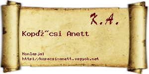 Kopácsi Anett névjegykártya