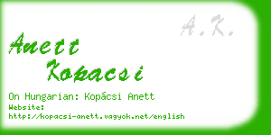 anett kopacsi business card